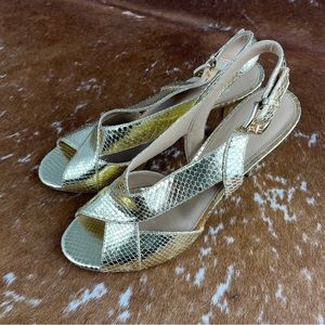 Michael K MK gold snake skin print heel sandal